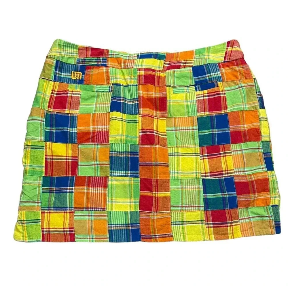 Loud Mouth Women's Patchwork Skort Golf Skirt size US 16 Plaid Cotton Pockets
